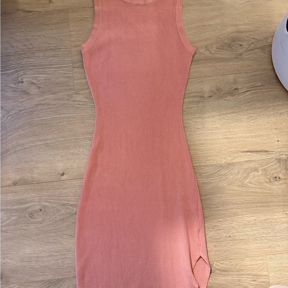 Sleeveless Ribbed Midi Dress in Dusty Rose